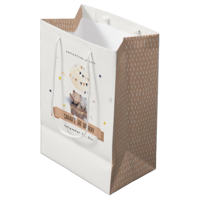 Bolsa De Regalo Mediana Teddy Teddy Aire Caliente Balón Niños Cumpleaños (Angulo Anverso)