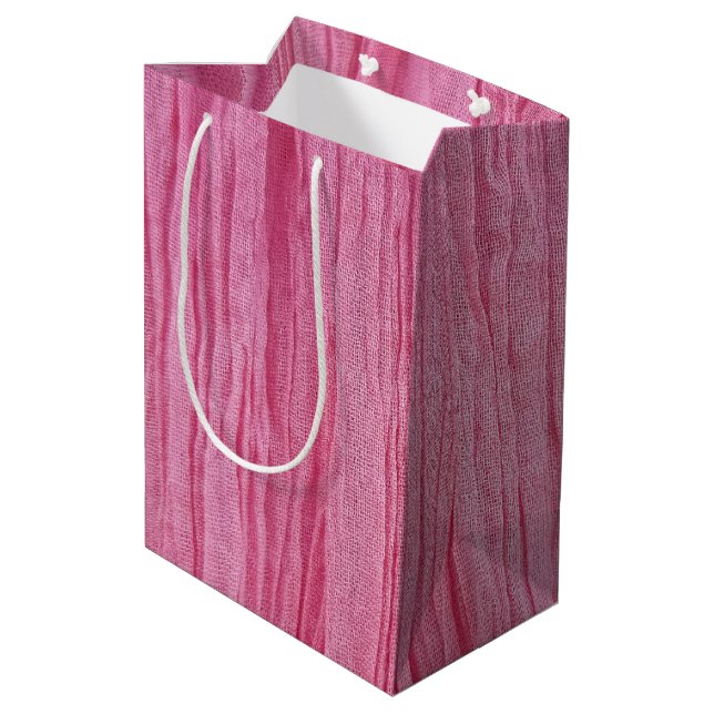 Bolsa De Regalo Mediana Tejido de crepe rosado arrugado (Angulo reverso)