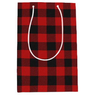 Bolsa De Regalo Mediana Tejido rojo de búfalo colocado