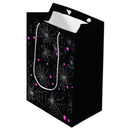 Bolsa De Regalo Mediana Telarañas y puntos modernos Halloween negro