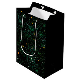Bolsa De Regalo Mediana Telarañas y puntos modernos Halloween negro