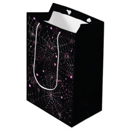 Bolsa De Regalo Mediana Telarañas y puntos modernos Halloween negro