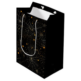 Bolsa De Regalo Mediana Telarañas y puntos modernos Halloween negro
