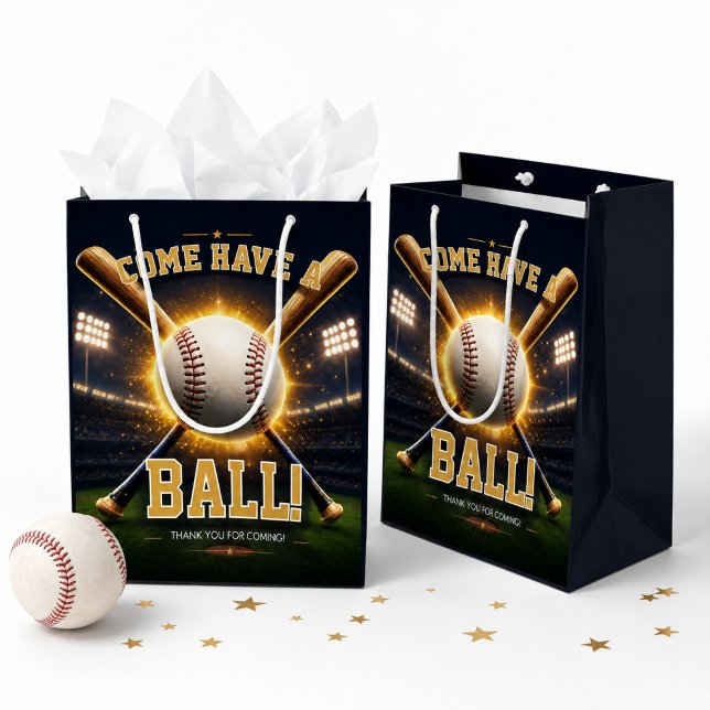 Bolsa De Regalo Mediana Tema de fiesta de cumpleaños de béisbol (Subido por el creador)
