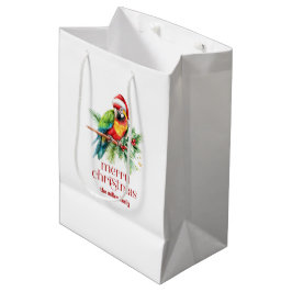 Bolsa De Regalo Mediana Tema Navideño Tropical Retro Texto