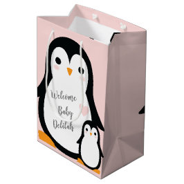Bolsa De Regalo Mediana Tema pingüino de Baby Shower Cute