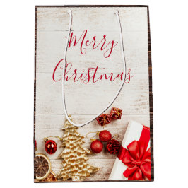 Bolsa De Regalo Mediana Temas de navidades en una pizarra de madera rústic