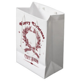 Bolsa De Regalo Mediana Temporada Acogedora Navidad Vintage
