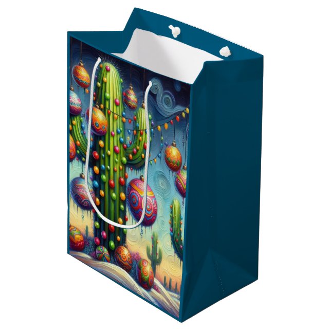 Bolsa De Regalo Mediana Temporada de Saguaro Cactus en el suroeste del des (Angulo Anverso)