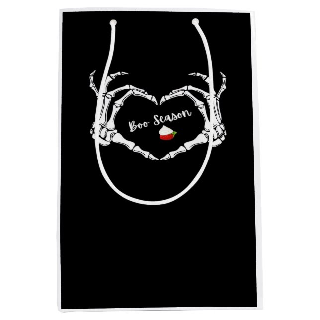 Bolsa De Regalo Mediana Temporada Skeleton Hand Heart Boo Classic (Anverso)