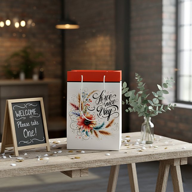 Bolsa De Regalo Mediana Ten un buen día floral (Subido por el creador)