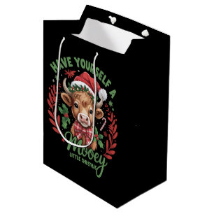 Bolsa De Regalo Mediana Tenga un pequeño Xmas muy mooey Vaca Highland