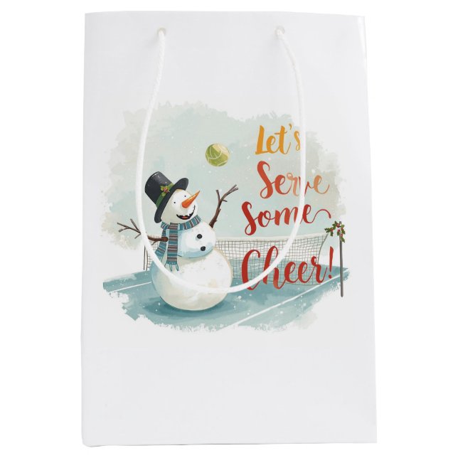 Bolsa De Regalo Mediana Tennis Christmas  Festive Snowman  (Anverso)