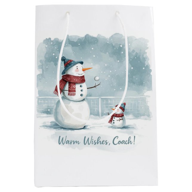 Bolsa De Regalo Mediana Tennis Christmas  Festive Snowman  (Anverso)