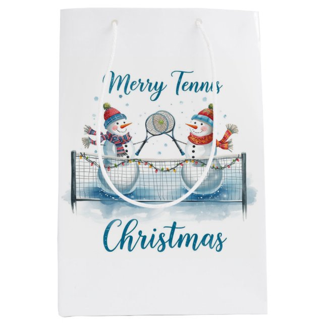 Bolsa De Regalo Mediana Tennis Christmas  Festive Snowman  (Anverso)