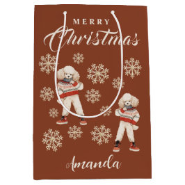 Bolsa De Regalo Mediana Terracotta Snowflakes Poodle