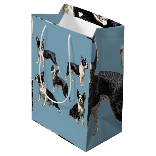 Bolsa De Regalo Mediana Terrier de Boston (Angulo reverso)