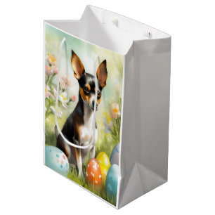 Bolsa De Regalo Mediana Terrier de rata con vacaciones de huevos de Pascua