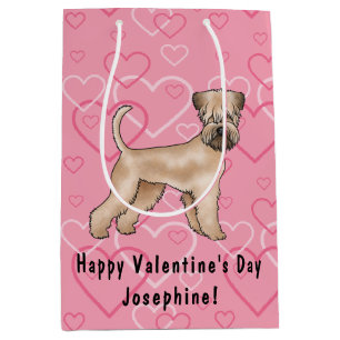 Bolsa De Regalo Mediana Terrier de Trigo de Pelaje Suave Patrón de Corazón
