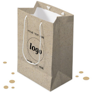 Bolsa De Regalo Mediana Texto de logotipo simple Marca comercial Papel mar