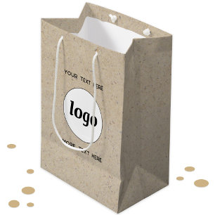 Bolsa De Regalo Mediana Texto de logotipo simple Marca comercial Papel mar