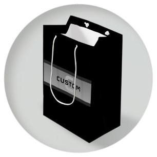 Bolsa De Regalo Mediana Texto en capas personalizable moderno   Negro y gr