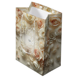 Bolsa De Regalo Mediana Texto personalizado Arte romántico floral con Rosa