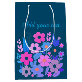 Bolsa De Regalo Mediana Texto Personalizado de flores acuarelas
