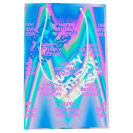 Bolsa De Regalo Mediana Texto personalizado Holográfico Eyecatching Y2K Ra