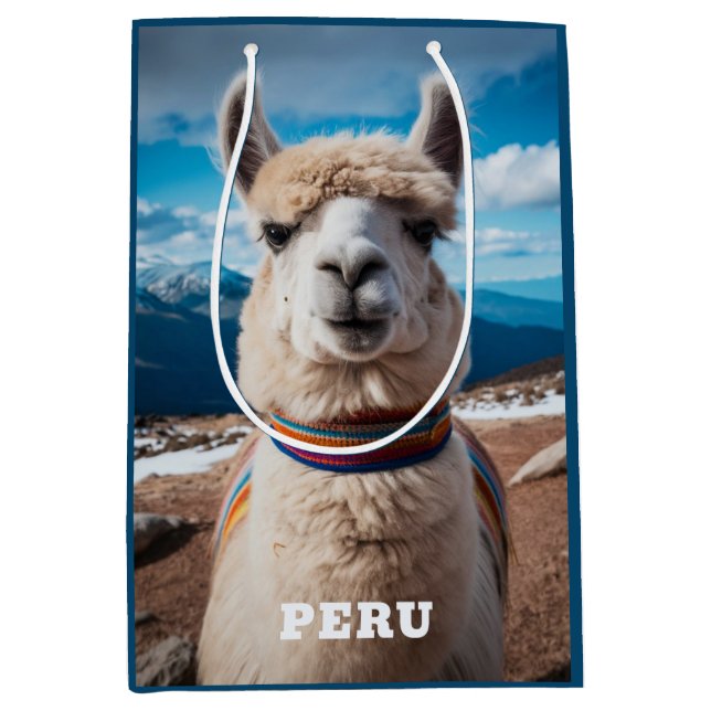 Bolsa De Regalo Mediana Texto personalizado Perú Llama (Anverso)