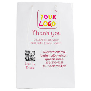 Bolsa De Regalo Mediana texto simple mínimo agregue su logotipo/diseño aqu