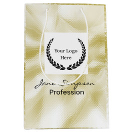 Bolsa De Regalo Mediana Textura de logo dorado elegante