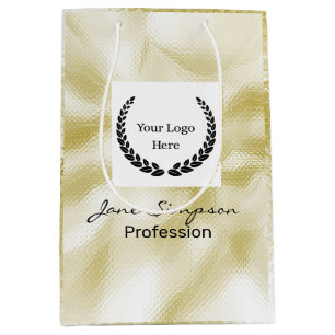 Bolsa De Regalo Mediana Textura de logo dorado elegante
