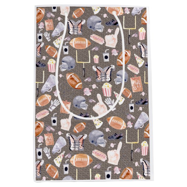 Bolsa De Regalo Mediana Textura gris del fútbol americano | Patrón (Anverso)