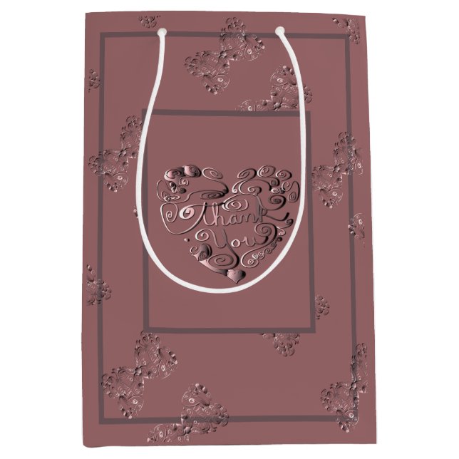Bolsa De Regalo Mediana "Thank you" Dusty Rose (Anverso)
