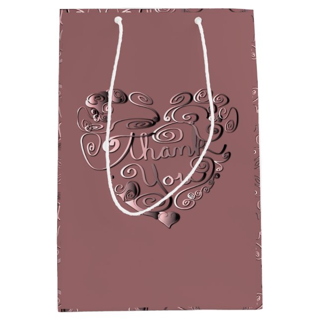 Bolsa De Regalo Mediana "Thank You" Mauve Gift Bag (Anverso)