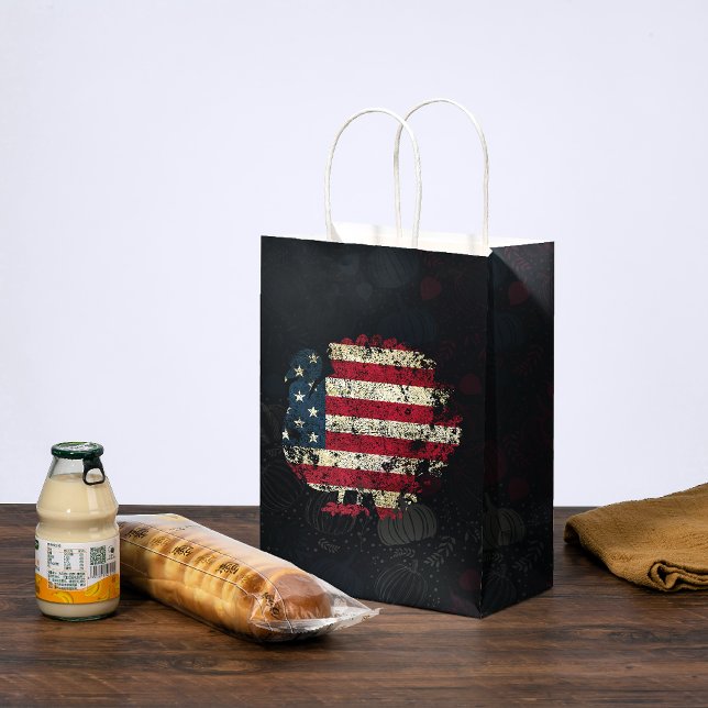 Bolsa De Regalo Mediana Thanksgiving Turkey With American Flag (Subido por el creador)