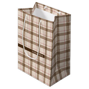 Bolsa De Regalo Mediana Thompson Scottish tartan beige brown patrón de pa
