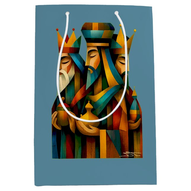 Bolsa De Regalo Mediana Three Wise Men Abstract Nativity Art (Anverso)