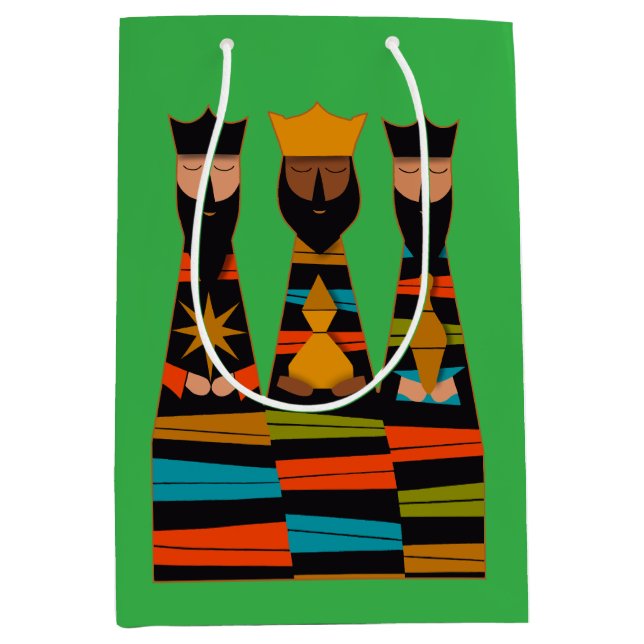 Bolsa De Regalo Mediana Three Wise Men Modern Mid-Century (Anverso)