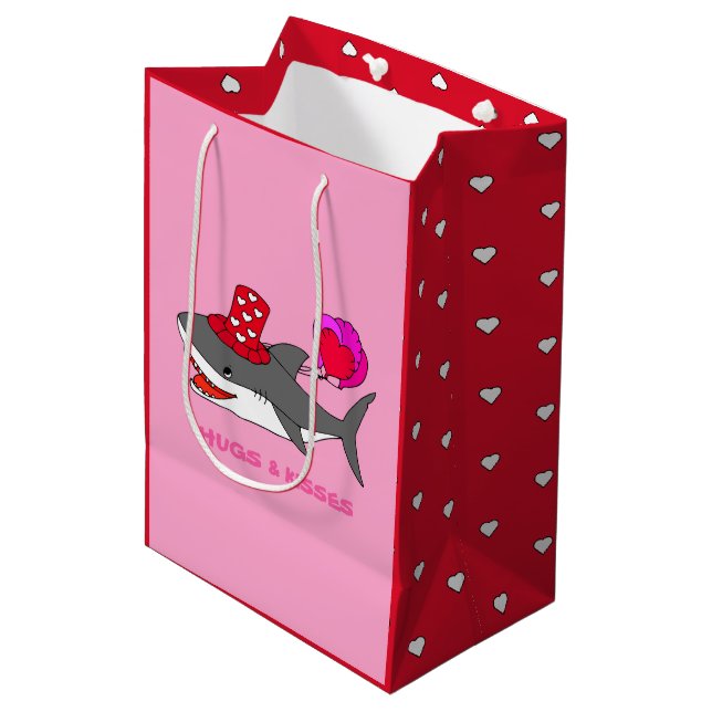 Bolsa De Regalo Mediana Tiburón El día de San Valentín (Angulo Anverso)