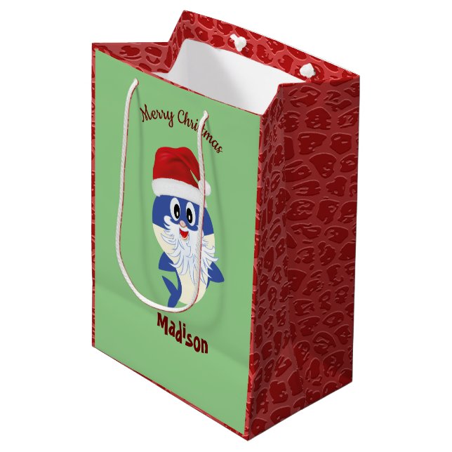 Bolsa De Regalo Mediana Tiburón 🦈 Navidades niños divertidos super océano (Angulo Anverso)