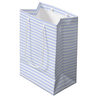 Bolsa De Regalo Mediana Tierno azul bebé cielo azul pálido y raya blanca