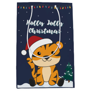 Bolsa De Regalo Mediana Tiger Christmas Snow Winter Animals Tiger Medium G