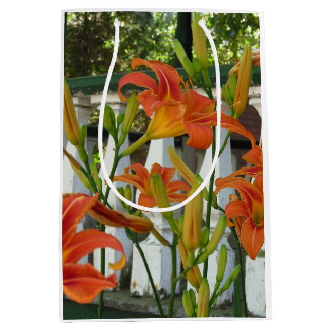 Bolsa De Regalo Mediana Tigre naranja Lilies - Viñedo de Martha (Anverso)