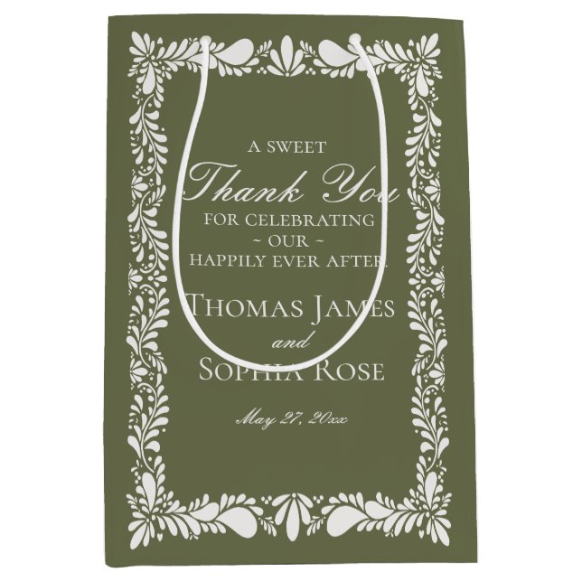 Bolsa De Regalo Mediana Tile Verde Talavera Español Fiesta Favor de la Bod (Anverso)