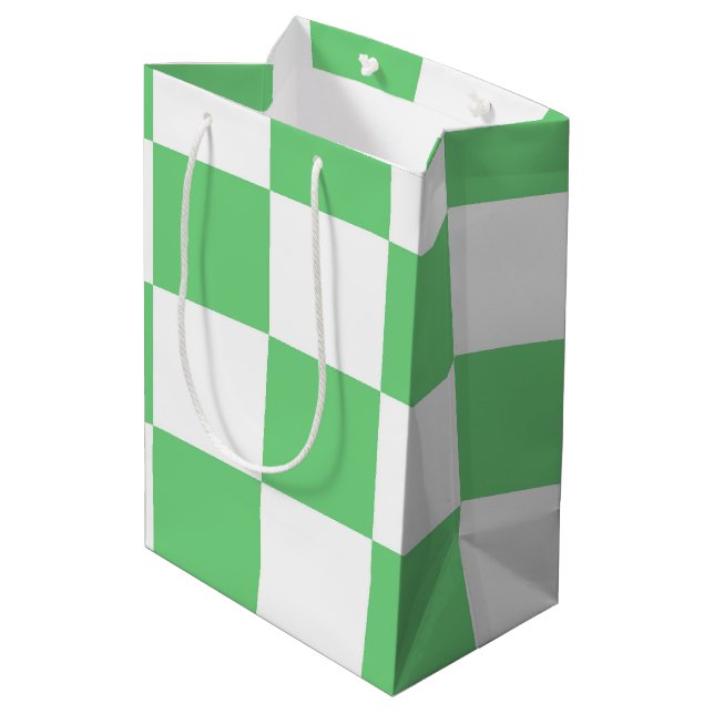 Bolsa De Regalo Mediana Tile Y2K del tablero de ajedrez verde retro (Angulo reverso)