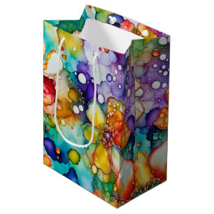 Bolsa De Regalo Mediana Tinta alcohólica de abstracto floral