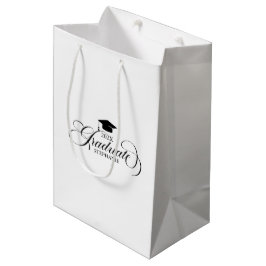 Bolsa De Regalo Mediana Tipografía elegante de escritura negra para gradua
