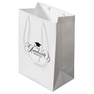 Bolsa De Regalo Mediana Tipografía elegante de escritura negra para gradua